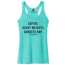 Load image into Gallery viewer, Coffee Heavy Weights Gangsta Rap Racerback Tank
