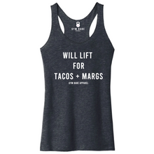 Load image into Gallery viewer, Will Lift For Tacos and Margs Racerback Tank
