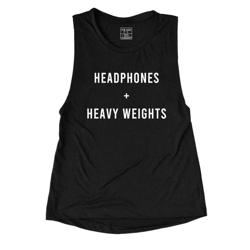 Headphones and Heavy Weights Muscle Tank - Gym Babe Apparel