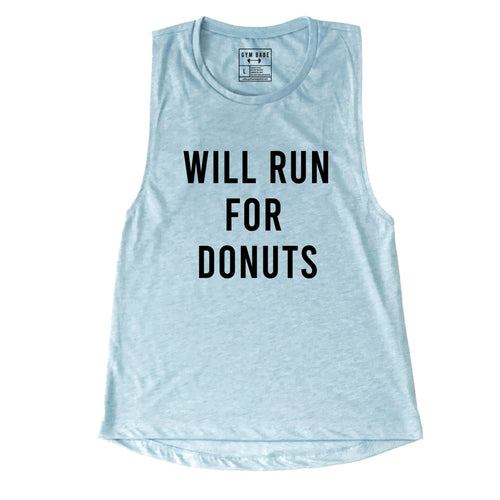 Will Run For Donuts Muscle Tank - Gym Babe Apparel